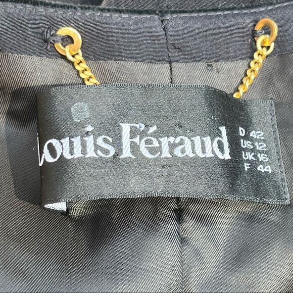 Vintage Louis Feraud Black Velvet Embellished Button Front Jacket 12 - Picture 8 of 9